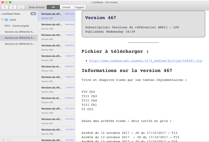 afichage d'une nouvelle version dans LuckNews